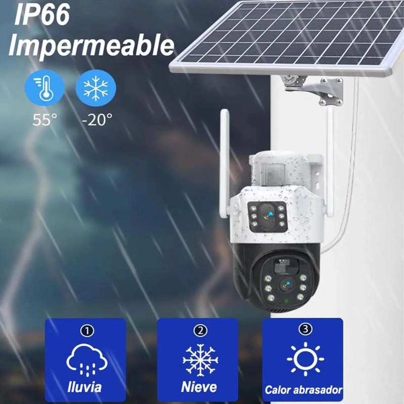 CAMARA SOLAR EXTERIOR WIFI 360° DOBLE LENTE 4MP - 5