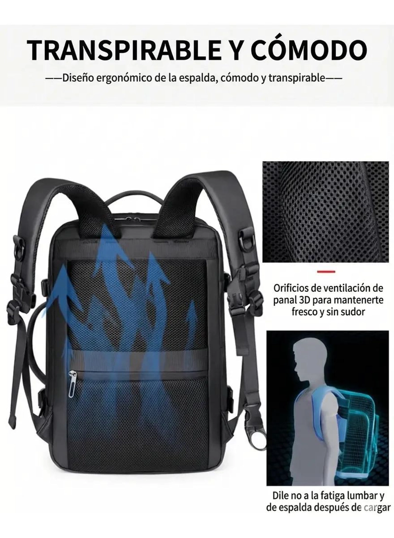 MOCHILA DE VIAJE IMPERMEABLE CON COMPRESOR DE AIRE - 3