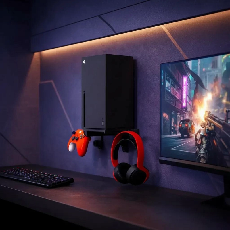 SOPORTE DE PARED PARA XBOX SERIES X CON PORTA JOYSTICK Y - 1