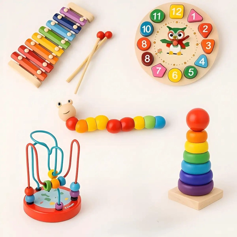 SET MONTESSORI 5 EN 1 DE JUGUETES DE MADERA - 1