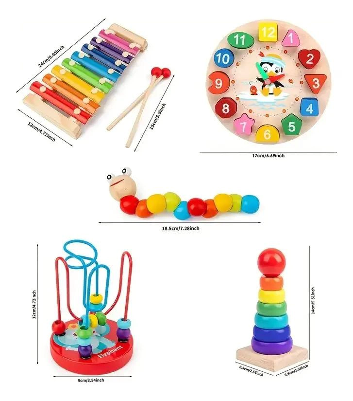 SET MONTESSORI 5 EN 1 DE JUGUETES DE MADERA - 2