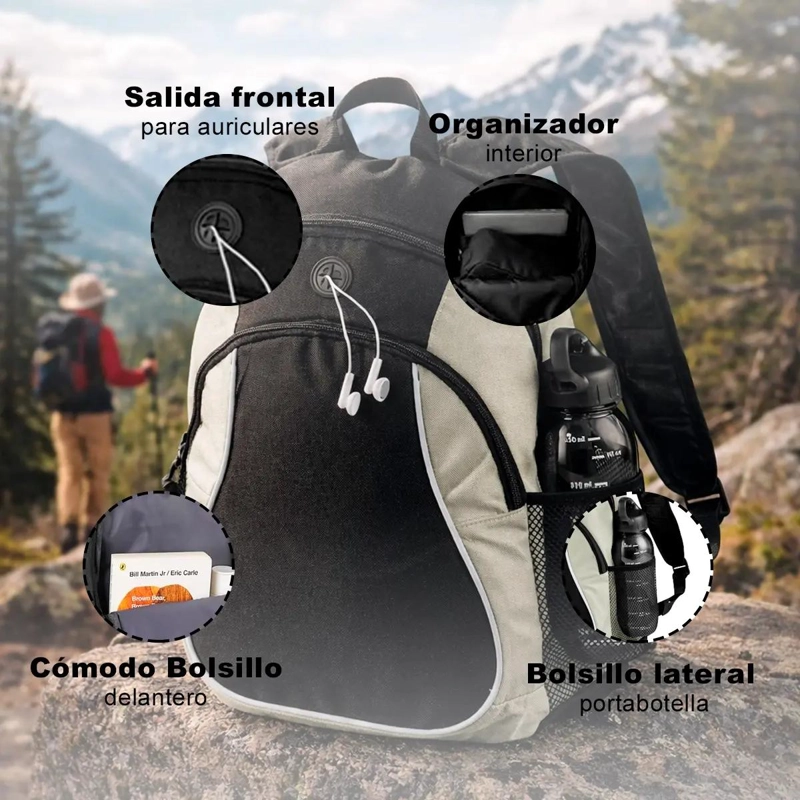 MOCHILA URBANA 20 L CON ORGANIZADOR Y SALIDA DE AUDIO - 4