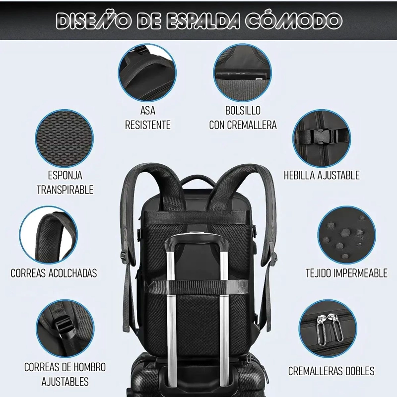 MOCHILA DE VIAJE CON PUERTO USB PARA NOTEBOOK - 5
