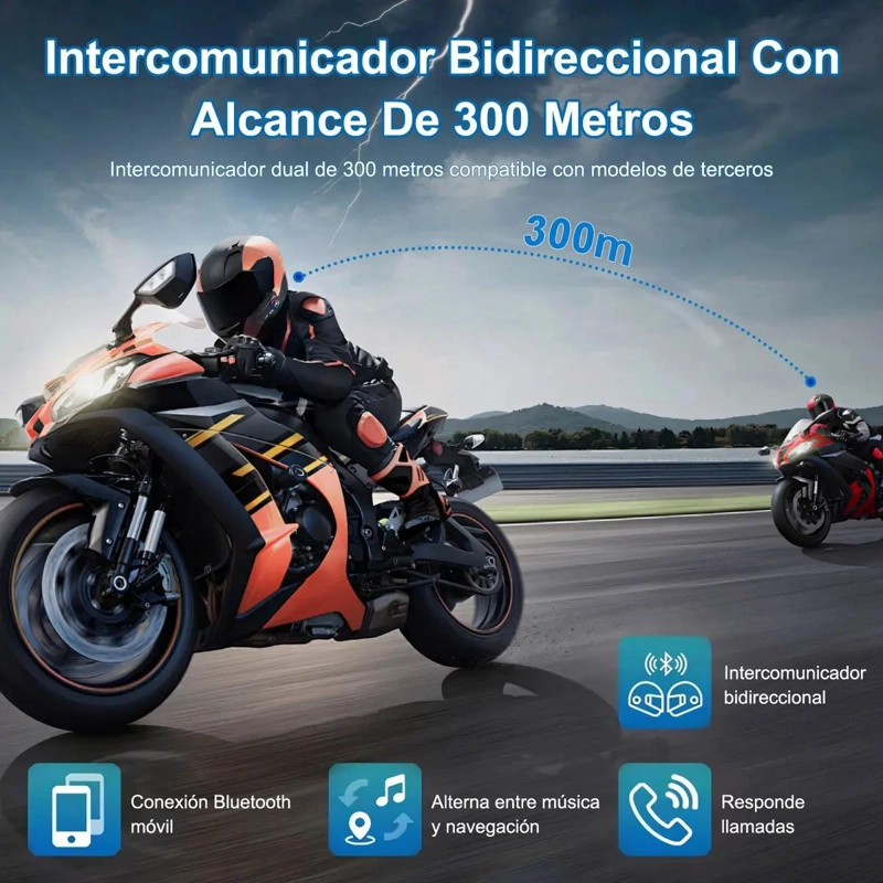INTERCOMUNICADORES BLUETOOTH PARA CASCO DE MOTO Y12 - 2