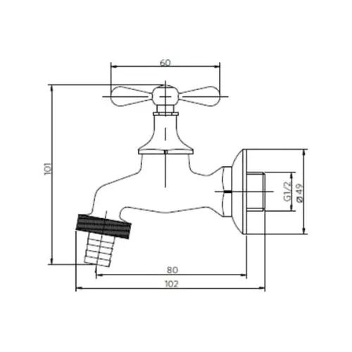 LLAVE PARA LAVADORA CON FALANGE 1/2 X 3/4 - 2