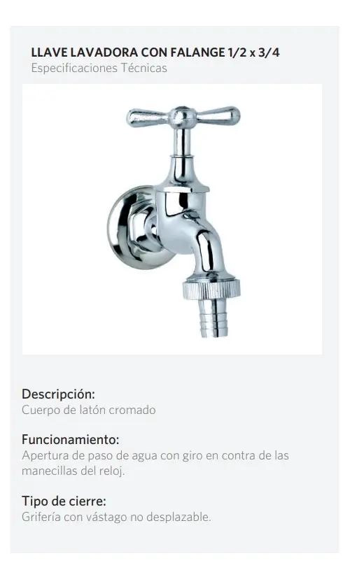 LLAVE PARA LAVADORA CON FALANGE 1/2 X 3/4 - 3