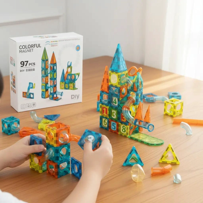 SET EDUCATIVO DE BLOQUES MAGNE TICOS 97 PIEZAS - 1