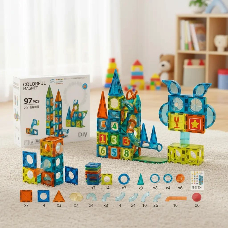 SET EDUCATIVO DE BLOQUES MAGNE TICOS 97 PIEZAS - 2