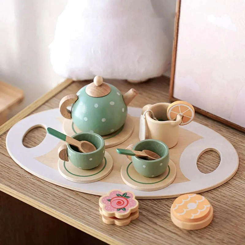 JUEGO DE VAJILLA ARTESANAL DE MADERA 15 PIEZAS PARA NIÑAS - 3