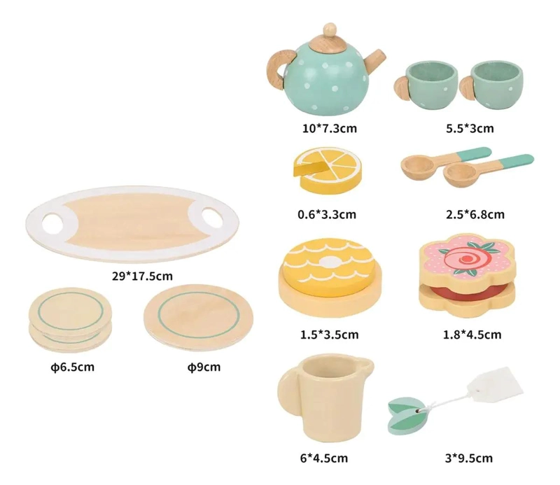 JUEGO DE VAJILLA ARTESANAL DE MADERA 15 PIEZAS PARA NIÑAS - 4