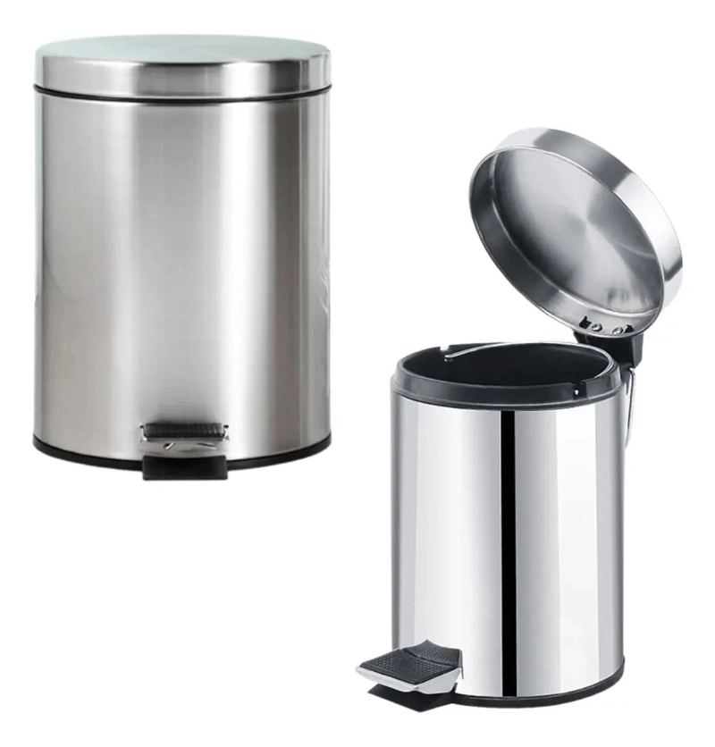 PACK 2 BASUREROS METALICOS CON PEDAL Y TAPA 8L - 1
