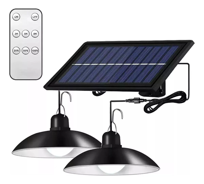 PACK 2 LAMPARAS SOLARES LED COLGANTES 240W CON CONTROL - 1