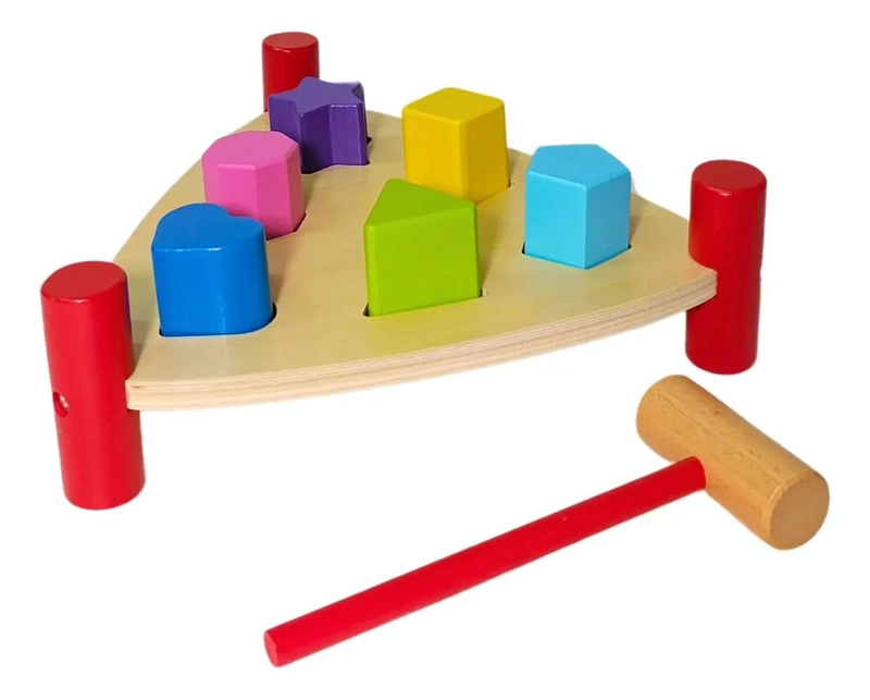 JUEGO DE MARTILLO CON FIGURAS GEOME TRICAS DE MADERA - 3