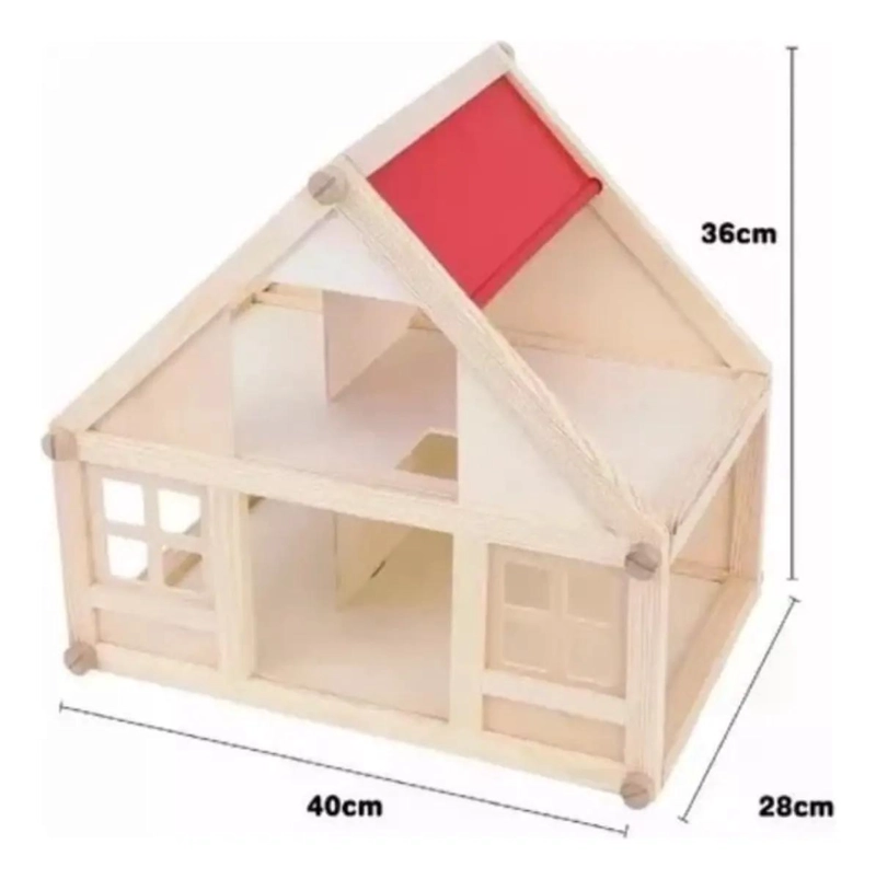 CASA DE MUÑECAS CLASICA DE MADERA CON 17 PIEZAS - 4