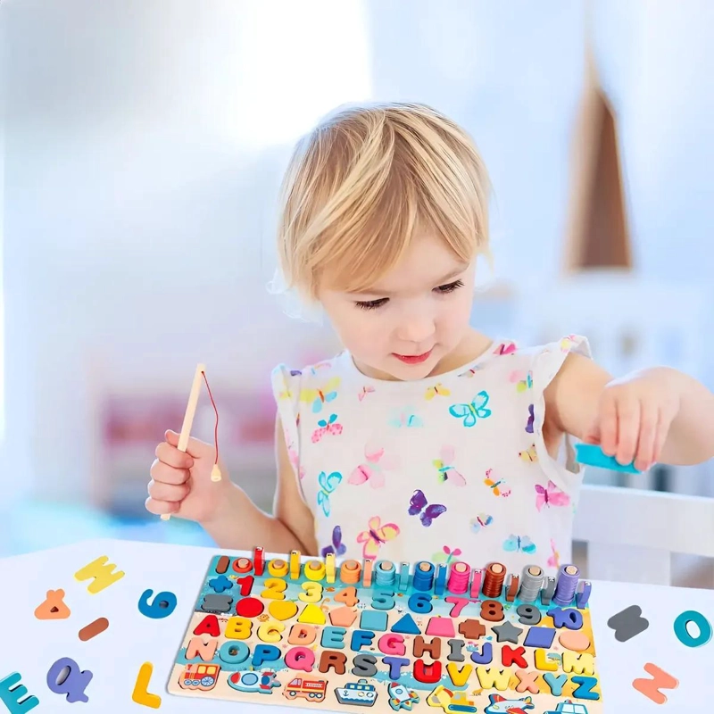 JUGUETE EDUCATIVO 7 EN 1 DE MADERA PARA NIÑOS - 1
