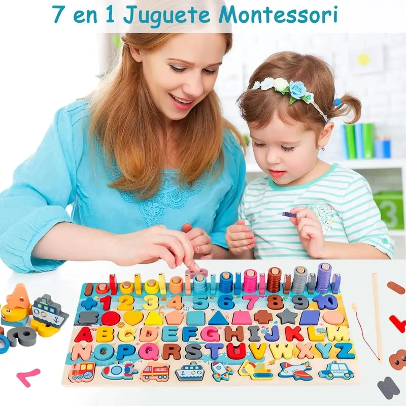 JUGUETE EDUCATIVO 7 EN 1 DE MADERA PARA NIÑOS - 5