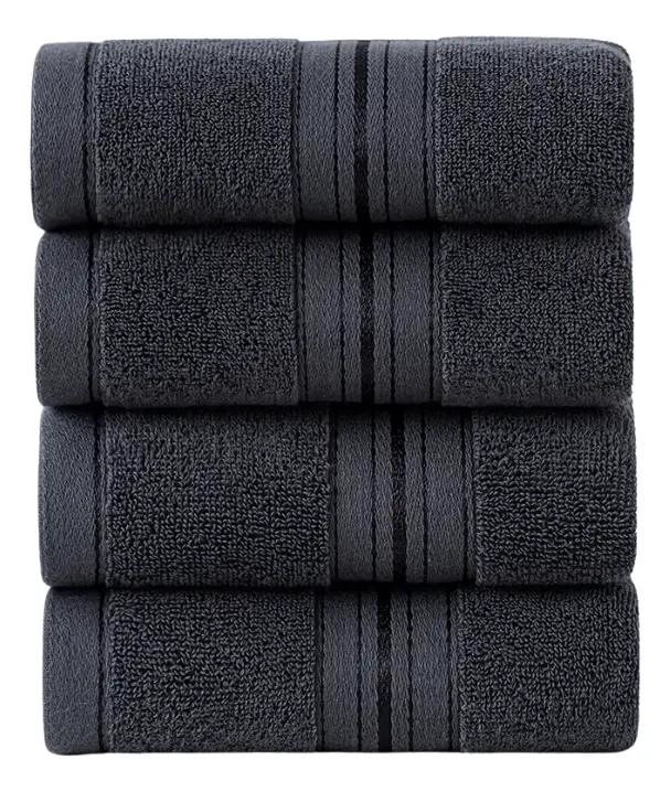 PACK 4 TOALLAS DE MANO 74X34 CM ALGODON GRIS OSCURO - 1