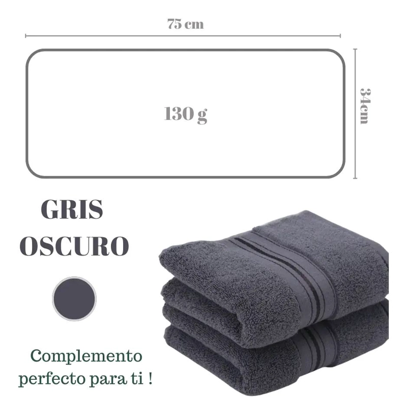 PACK 4 TOALLAS DE MANO 74X34 CM ALGODON GRIS OSCURO - 4