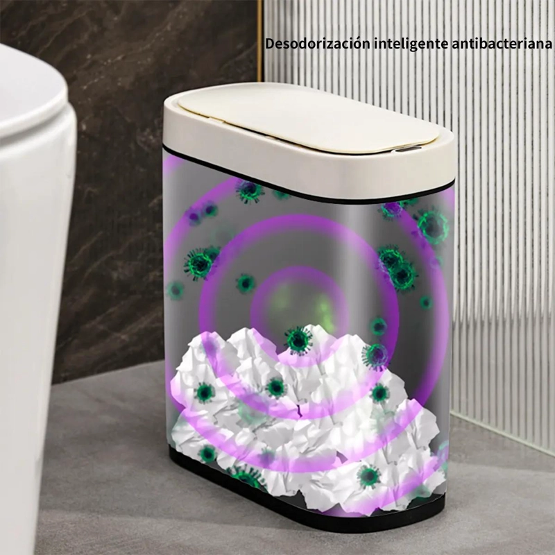 CUBO DE BASURA CON SENSOR Y CEPILLO INTEGRADO PARA BAÑO - 5