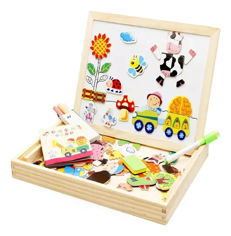 PIZARRA MAGNE TICA 2 EN 1 PARA NIÑOS CON JUEGO DIDACTICO - 1