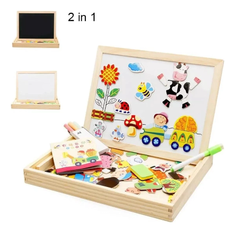 PIZARRA MAGNE TICA 2 EN 1 PARA NIÑOS CON JUEGO DIDACTICO - 2