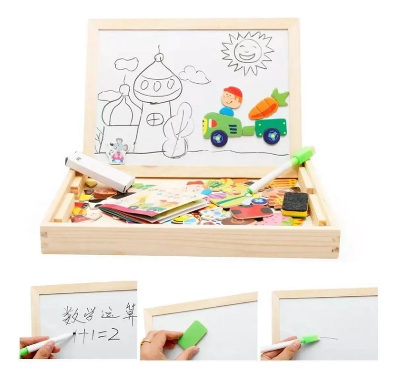 PIZARRA MAGNE TICA 2 EN 1 PARA NIÑOS CON JUEGO DIDACTICO - 5