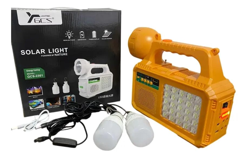 FOCO SOLAR DE EMERGENCIA CON LINTERNA, RADIO Y AMPOLLETAS - 4