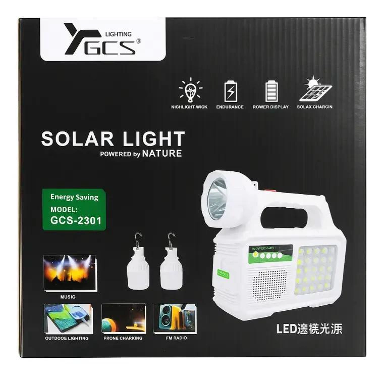 FOCO SOLAR DE EMERGENCIA CON LINTERNA, RADIO Y AMPOLLETAS - 5