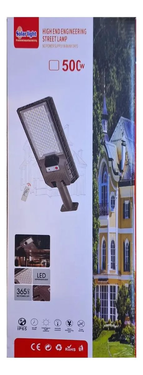 FOCO LED SOLAR EXTERIOR 500W CON SENSOR DE MOVIMIENTO - 1