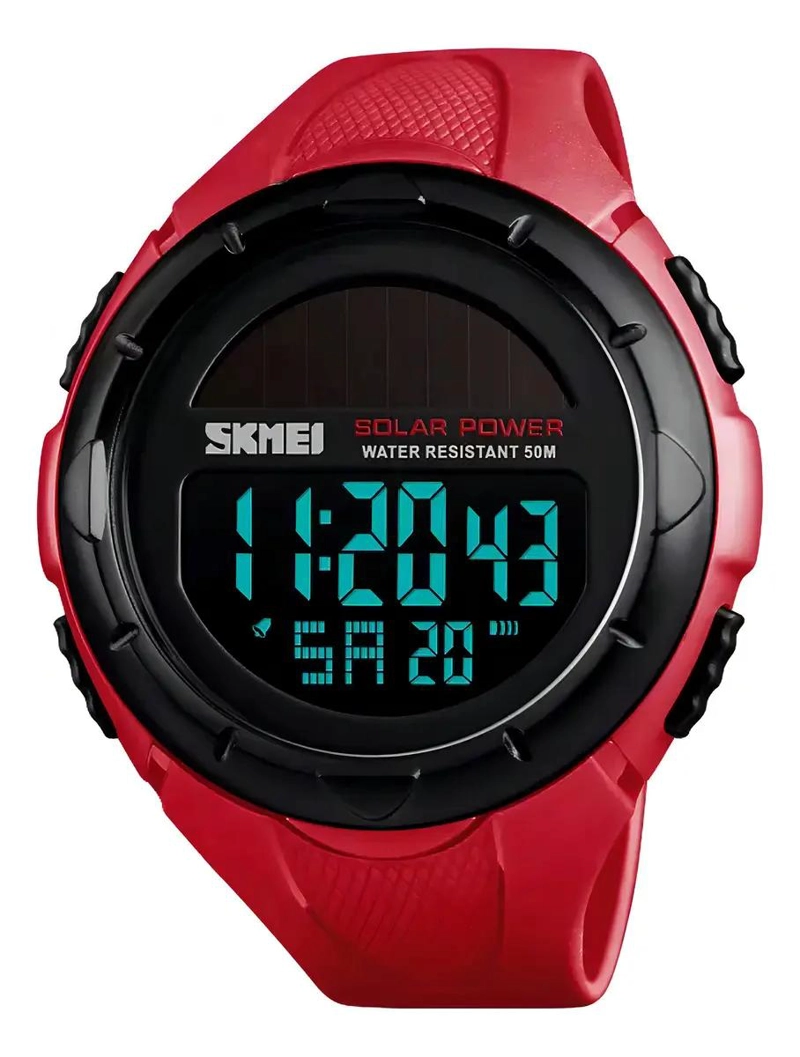 RELOJ DIGITAL PARA HOMBRE CON CORREA ROJA - 1