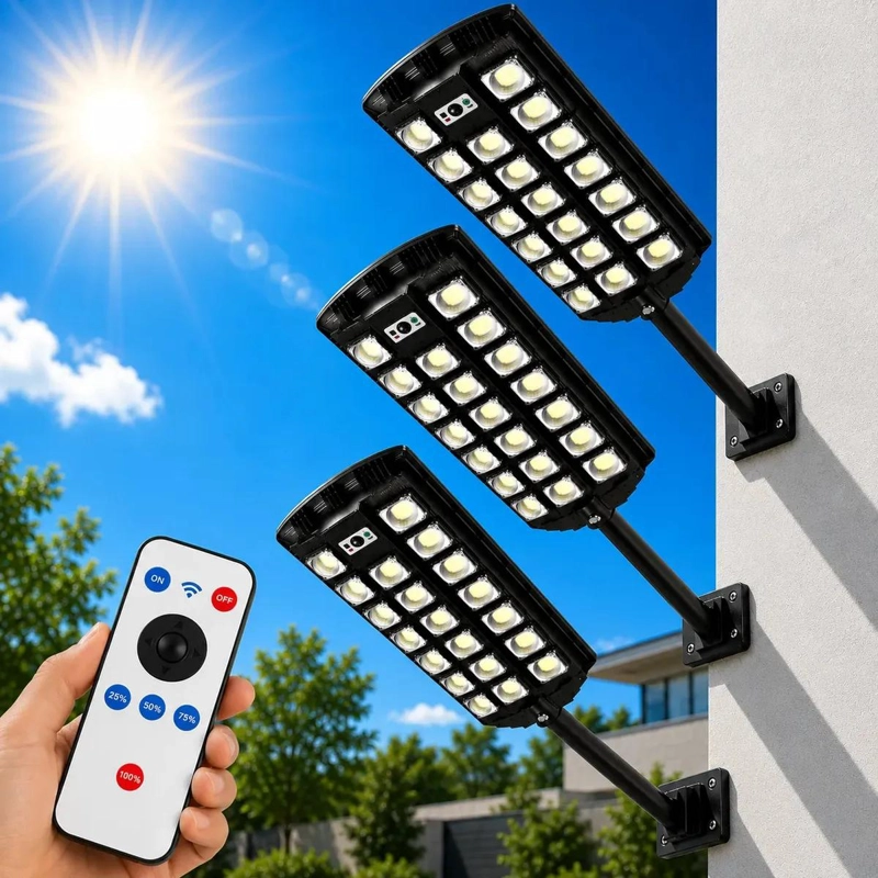PACK 3 FOCOS SOLARES LED 1000W EXTERIOR IP65 CON SENSOR - 1