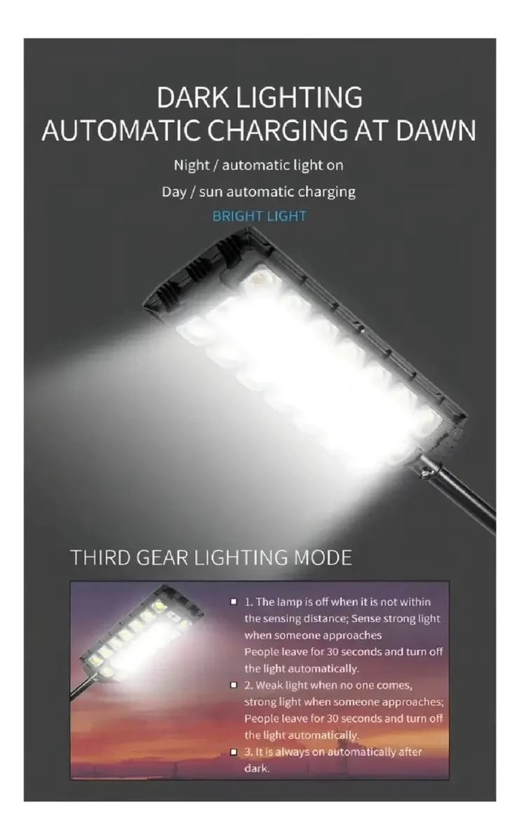 PACK 3 FOCOS SOLARES LED 1000W EXTERIOR IP65 CON SENSOR - 5
