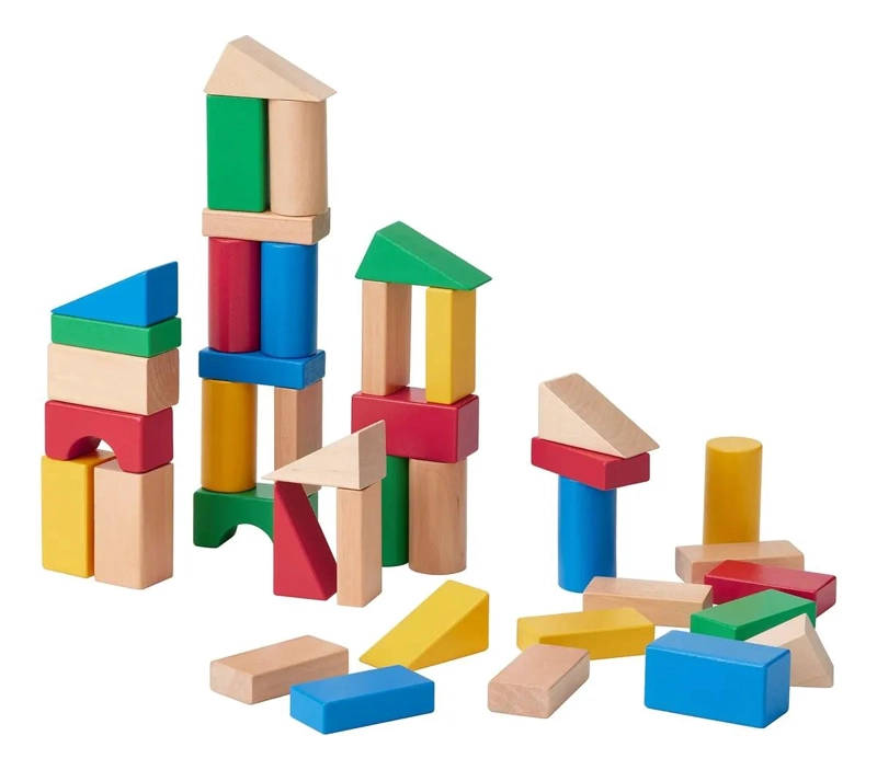 BLOQUES DE MADERA MACIZA MULTICOLOR 40 PIEZAS - 1