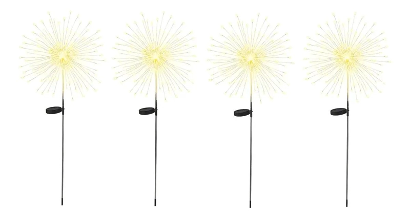 PACK 4 LUCES MICRO LED SOLARES JARDIN EFECTO FUEGO - 1