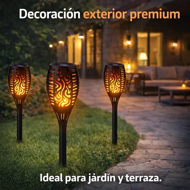 ANTORCHA SOLAR LED PARA JARDIN CON EFECTO LLAMA PACK 6 - 2