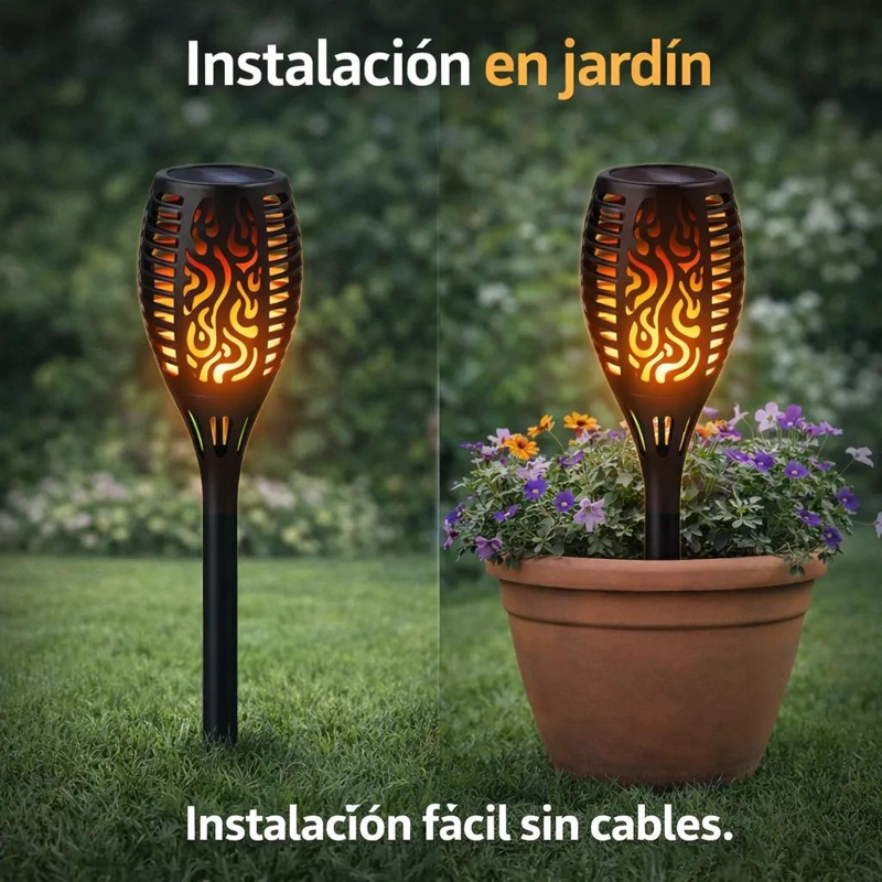 ANTORCHA SOLAR LED PARA JARDIN CON EFECTO LLAMA PACK 6 - 3