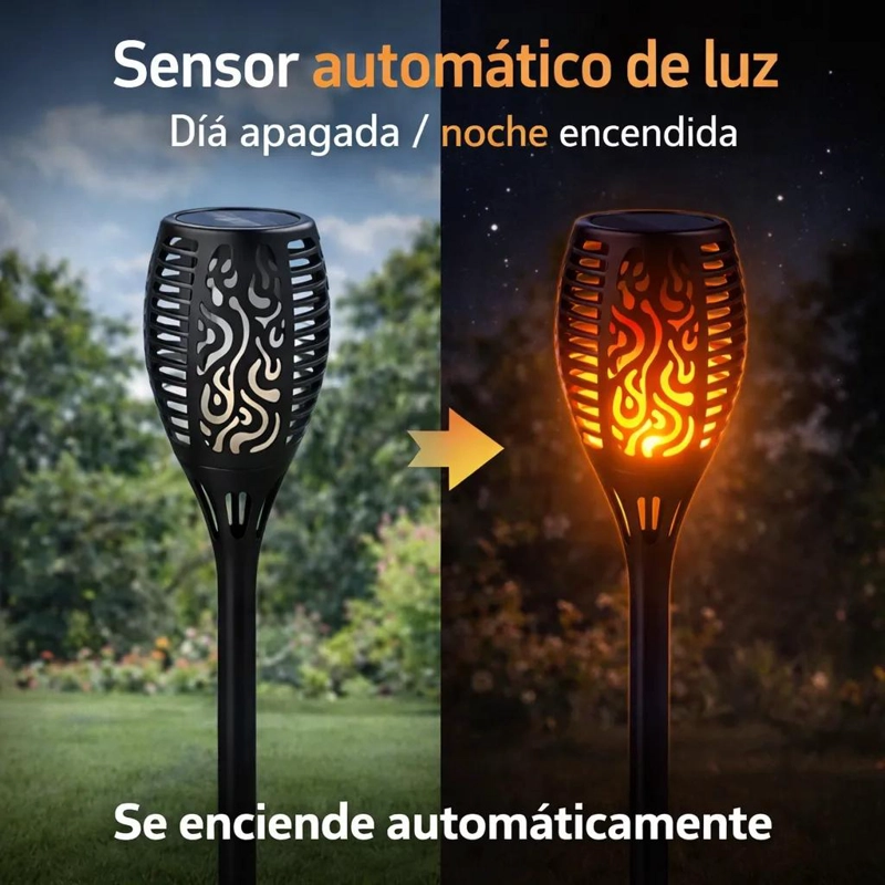 ANTORCHA SOLAR LED PARA JARDIN CON EFECTO LLAMA PACK 6 - 4