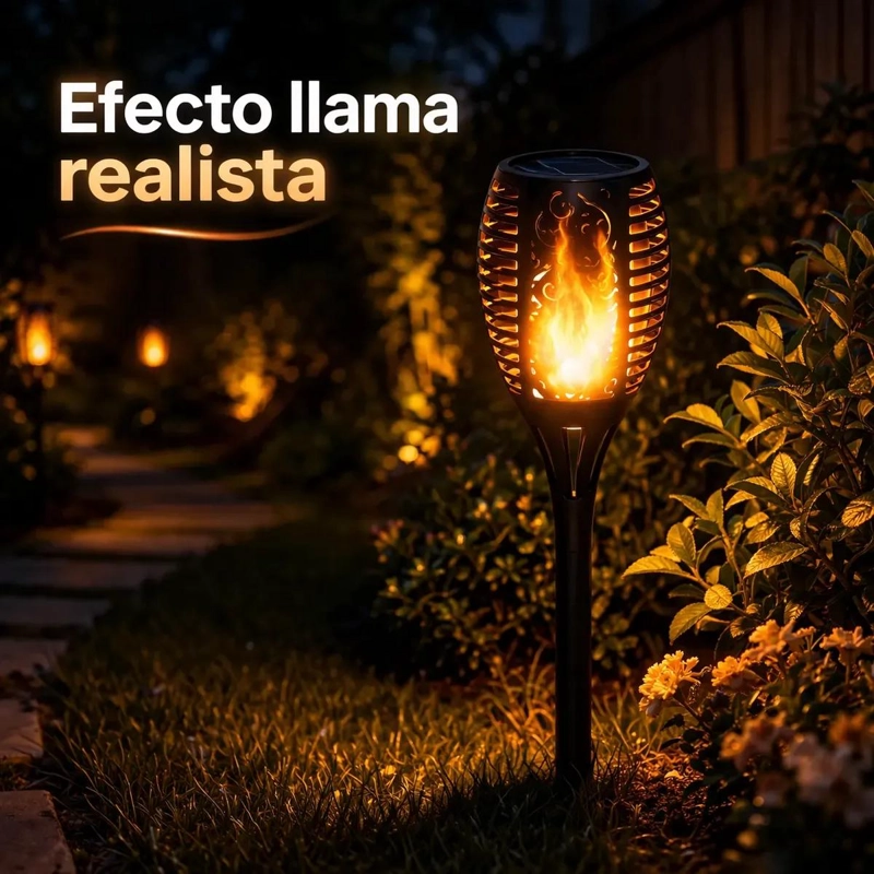 ANTORCHA SOLAR LED PARA JARDIN CON EFECTO LLAMA PACK 6 - 5