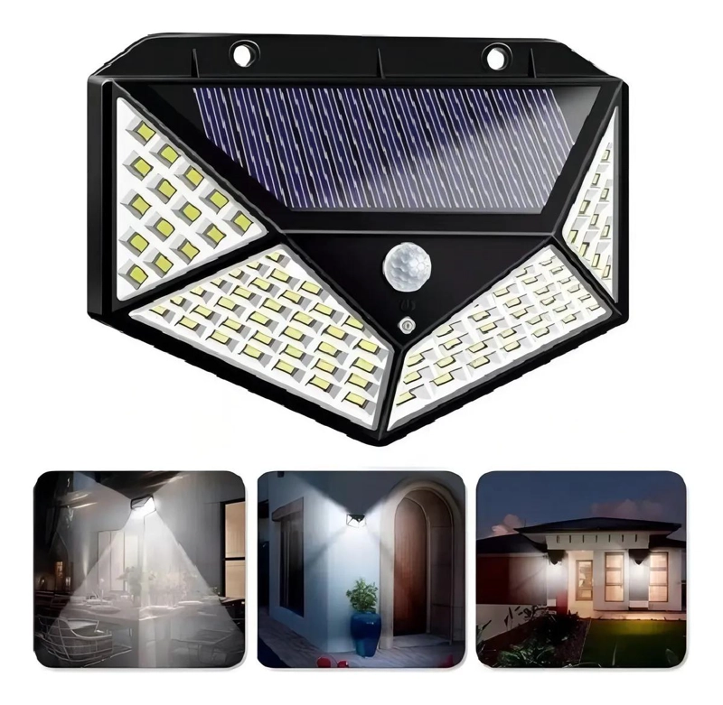 PACK 4 FOCOS REFLECTORES SOLARES 100 LED EXTERIOR - 1