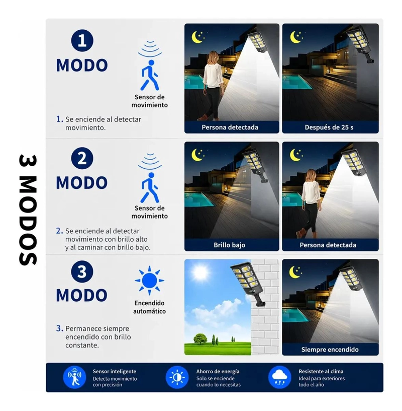 LAMPARA SOLAR LED 400W CON SENSOR DE MOVIMIENTO Y CONTROL - 4