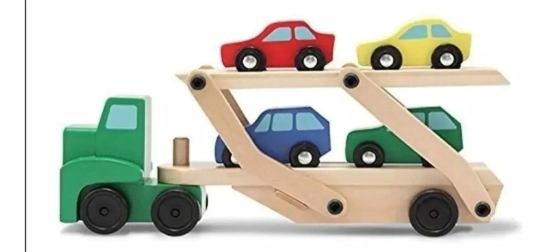 CAMION DE MADERA DIDACTICO CON RAMPA Y AUTOS - 4