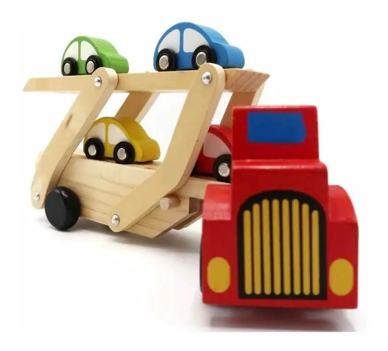 CAMION DE MADERA DIDACTICO CON RAMPA Y AUTOS - 2