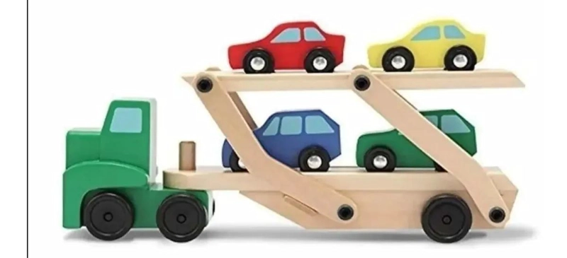 CAMION DE MADERA DIDACTICO CON RAMPA Y AUTOS - 3