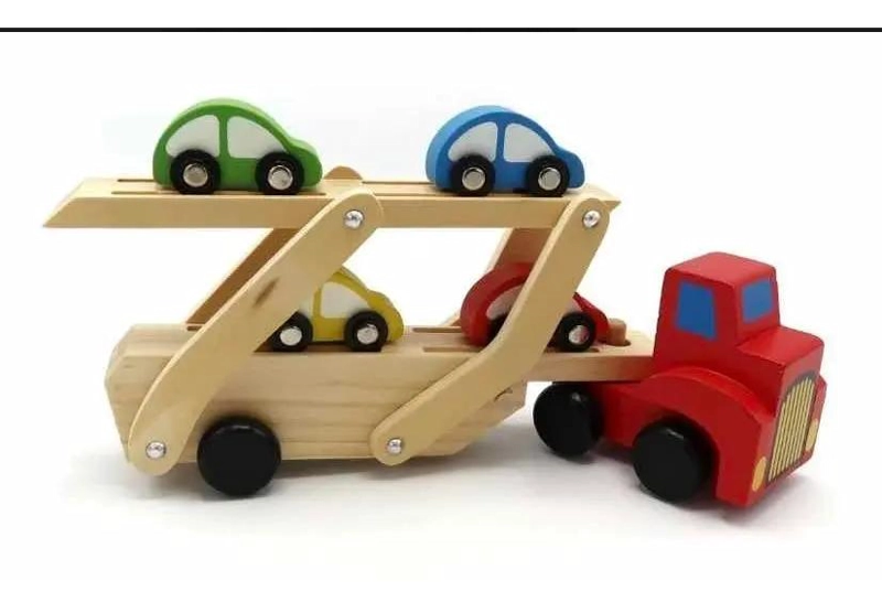 CAMION DE MADERA DIDACTICO CON RAMPA Y AUTOS - 5