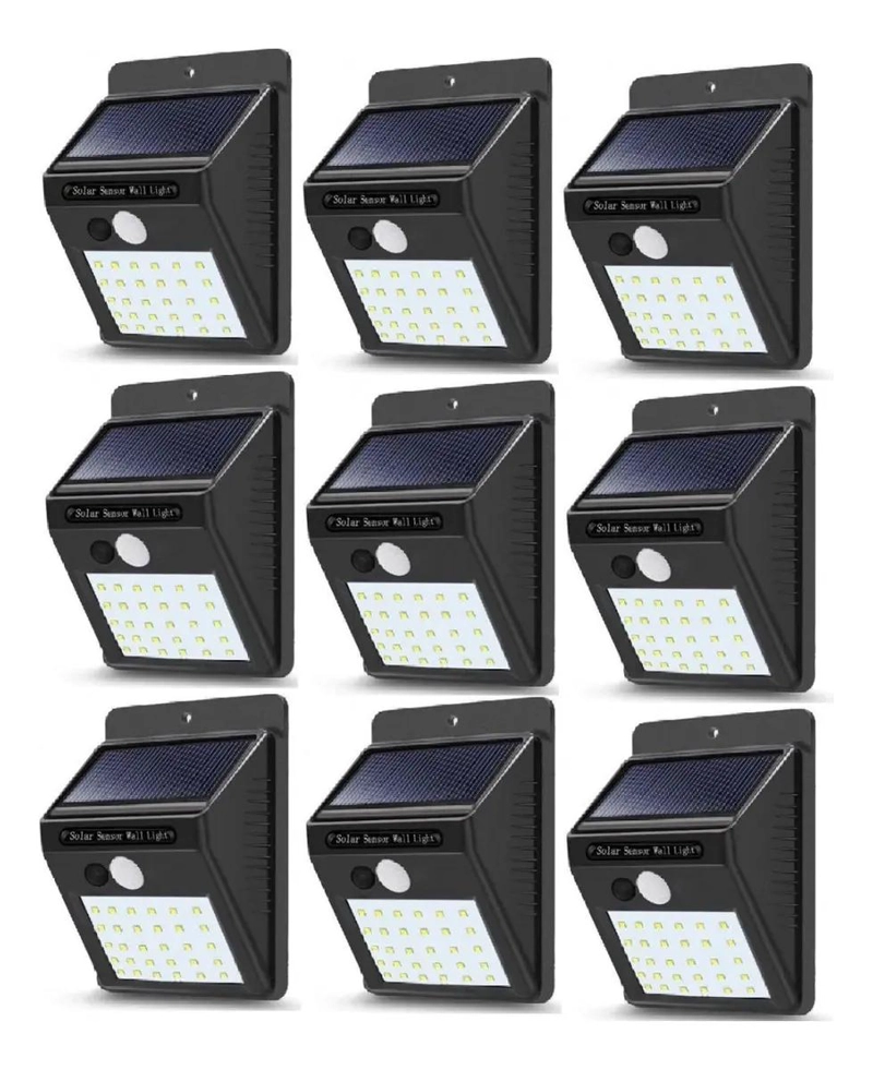 PACK 9 FOCOS LED SOLARES CON SENSOR PARA EXTERIOR - 1