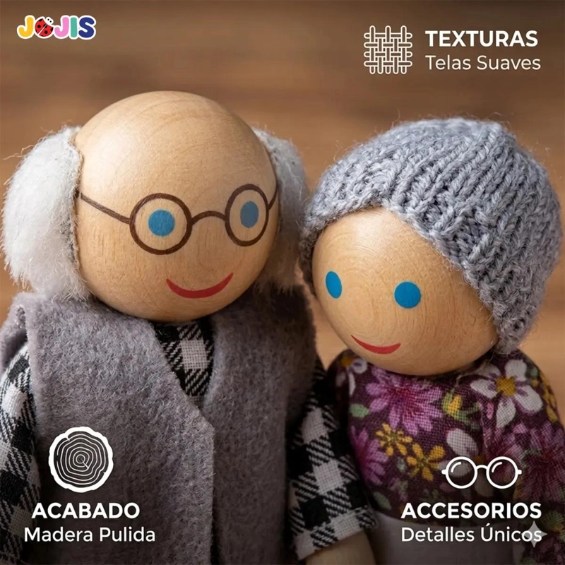 SET 6 MUÑECOS DE MADERA PARA CASA DE MUÑECAS - 3