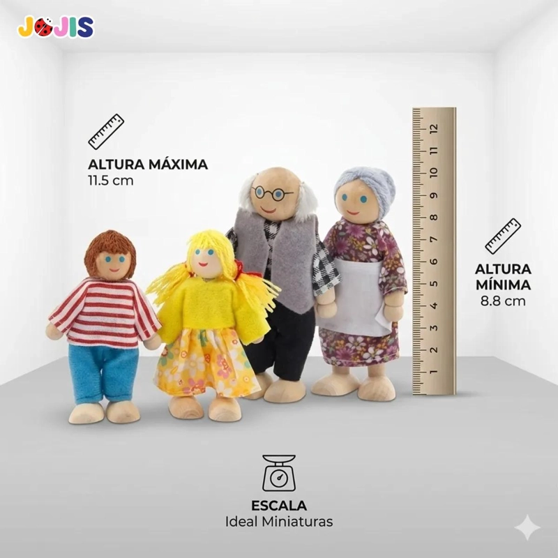 SET 6 MUÑECOS DE MADERA PARA CASA DE MUÑECAS - 5