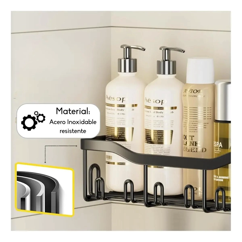 SET DE BAÑO CON ORGANIZADOR ESQUINERO Y REPISA DE DUCHA - 3
