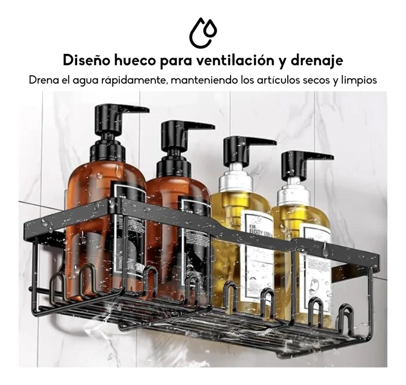 SET DE BAÑO CON ORGANIZADOR ESQUINERO Y REPISA DE DUCHA - 4