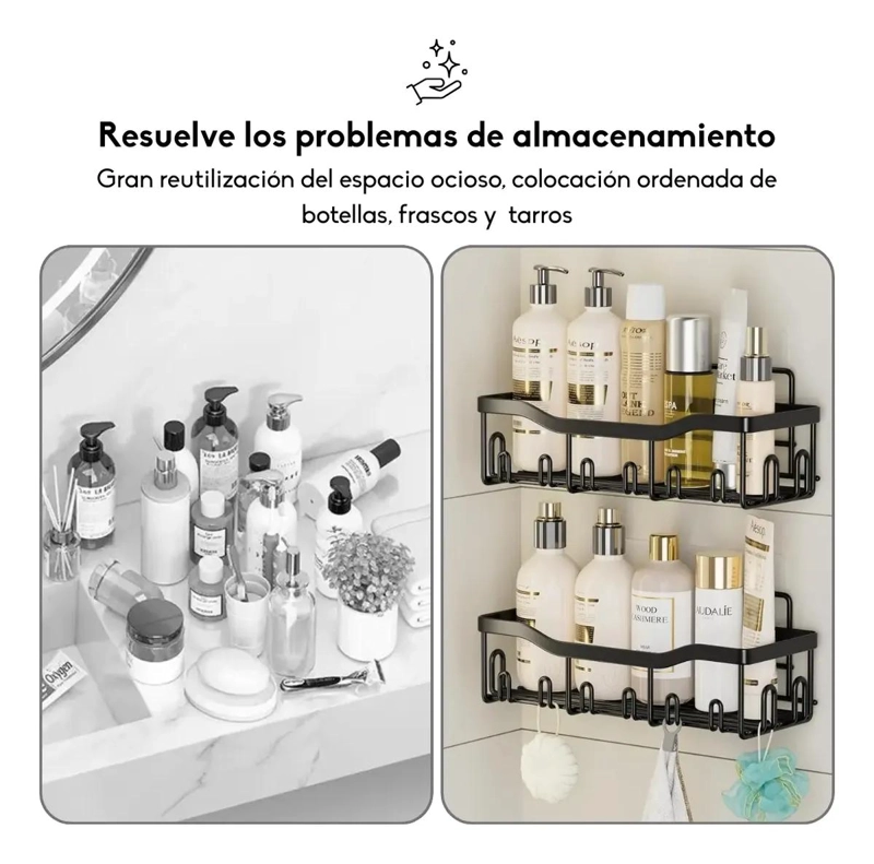 SET DE BAÑO CON ORGANIZADOR ESQUINERO Y REPISA DE DUCHA - 5